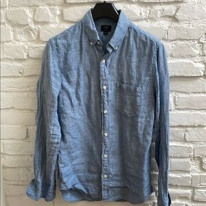 J. Crew slim linen button down shirt M